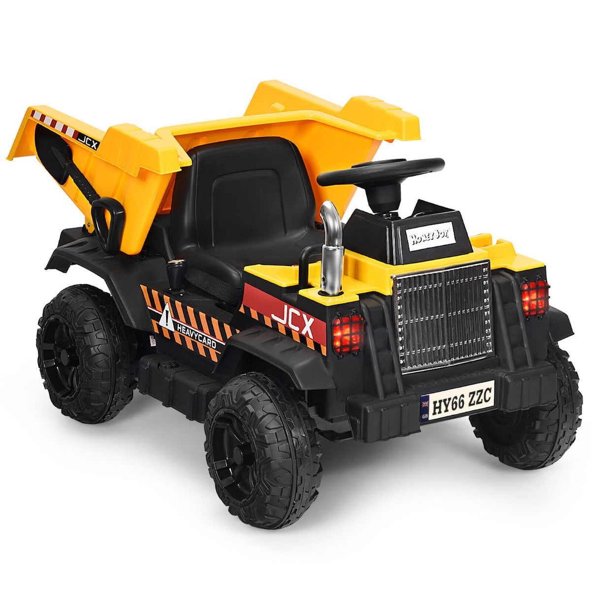 3 Speeds Electric Ride On Dump Truck with Remote Control and Music for Kids Yellow