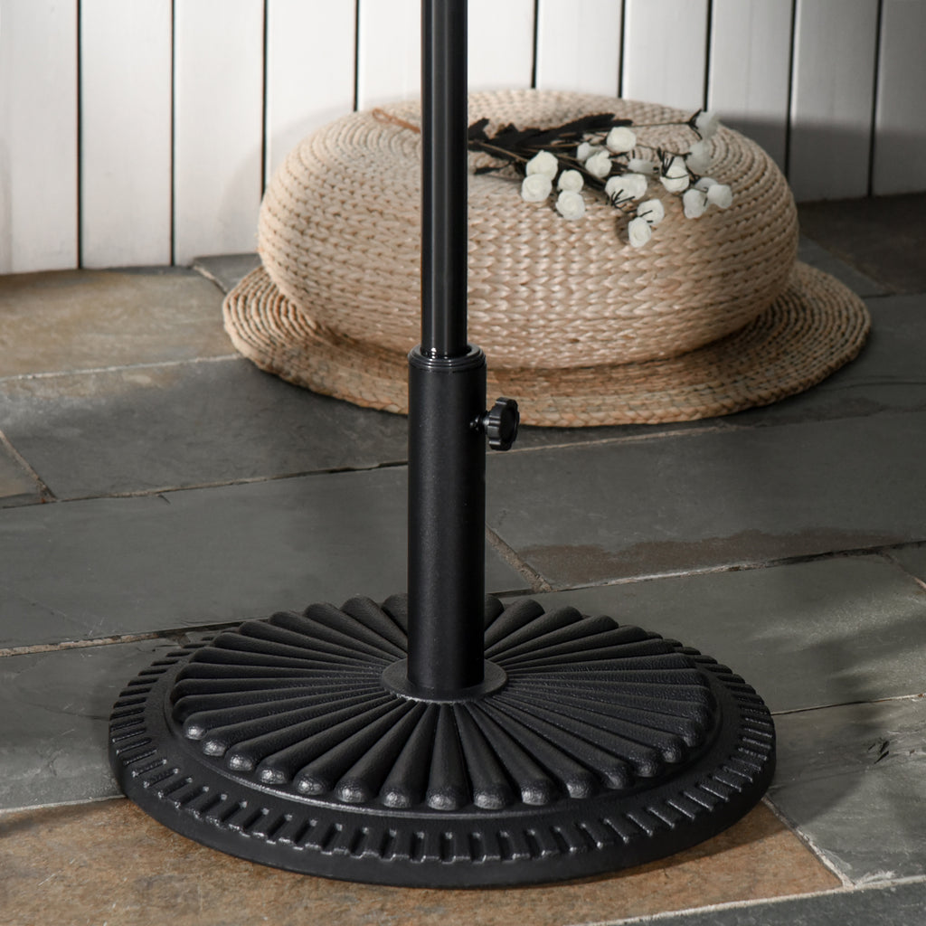 Outsunny Garden 15kg Round Parasol Base Cement Outdoor Umbrella Weight Stand Black - Inspirely