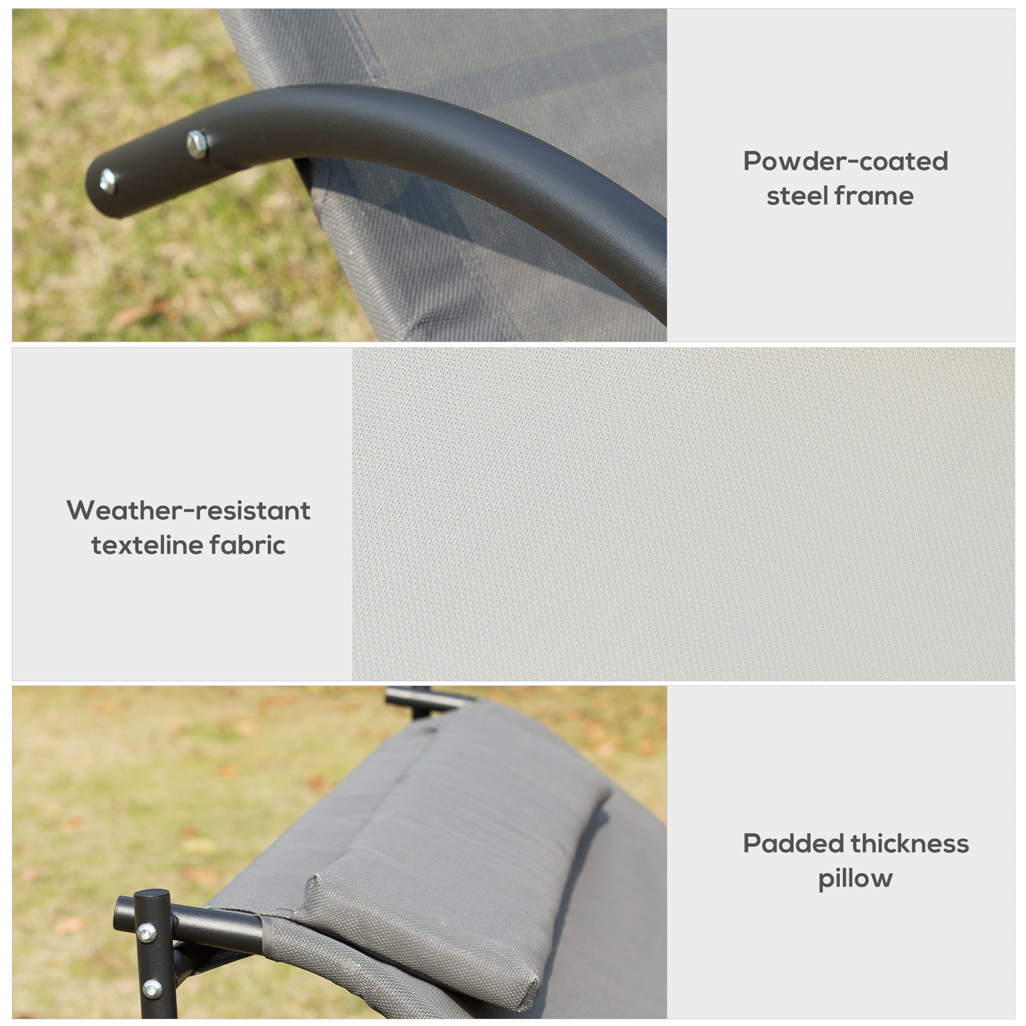 Outsunny Double Hammock Chair Sun Lounger Outdoor Patio Garden Swing Rock Seat Grey - Inspirely