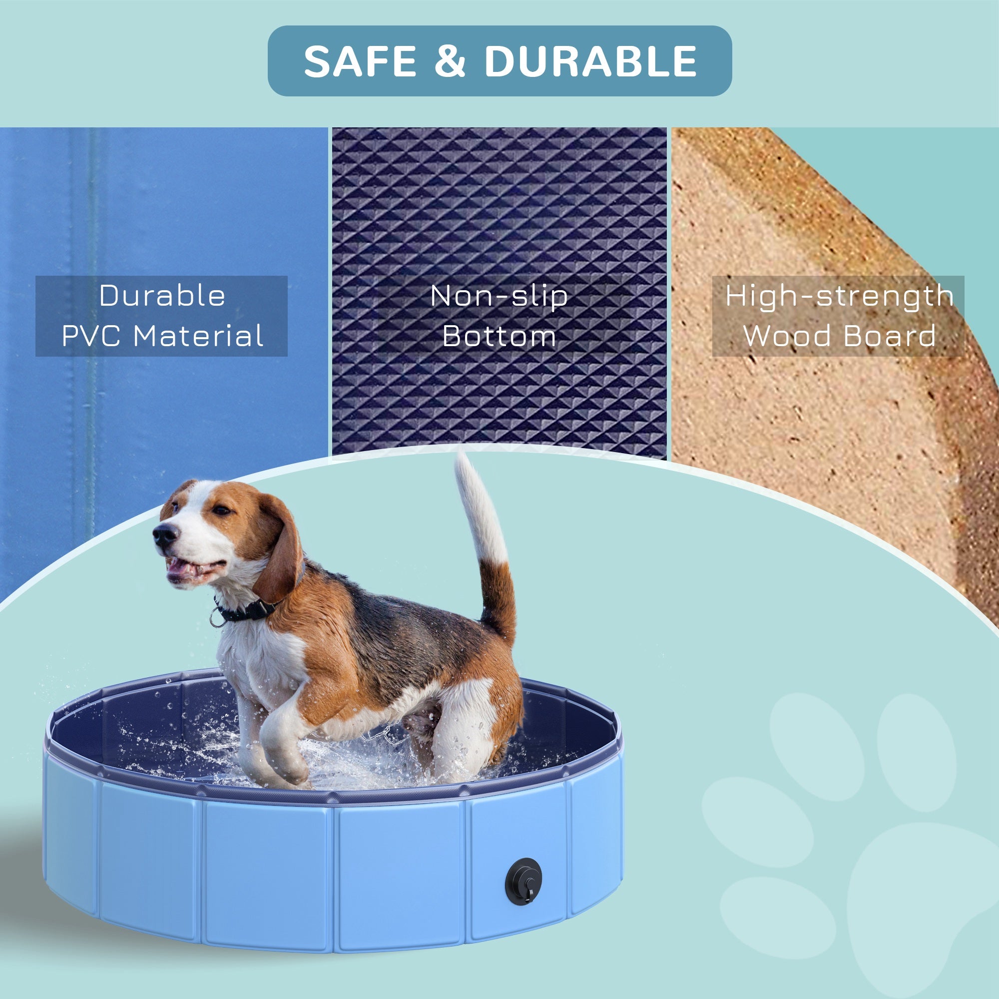 PawHut Pet Swimming Pool, Foldable, 80 cm Diameter-Blue - Inspirely