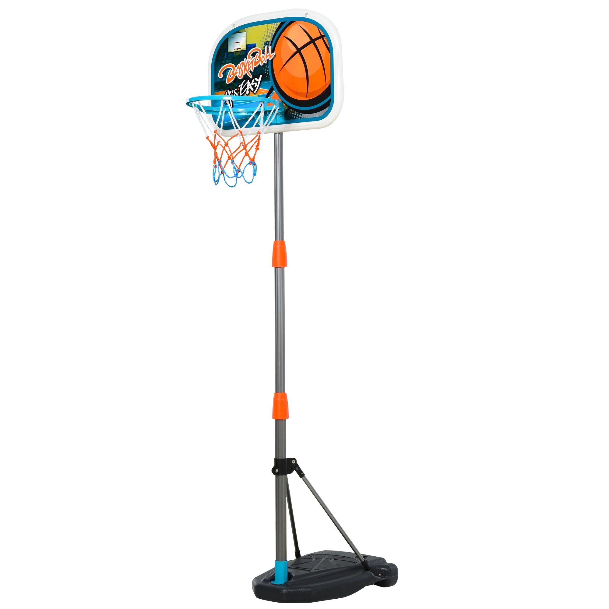 HOMCOM Kids Height Adjustable Aluminium Basketball Hoop Stand w/ Ball - Inspirely