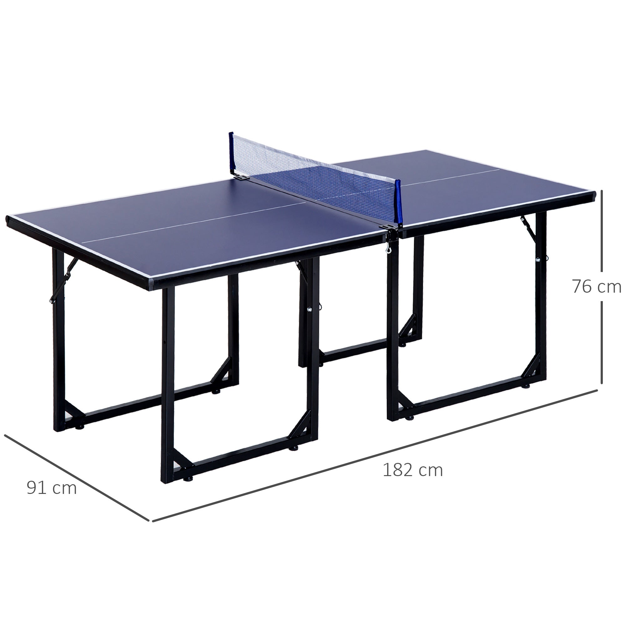 HOMCOM Folding Mini Table Tennis/Ping Pong Table Set-Black/Blue - Inspirely