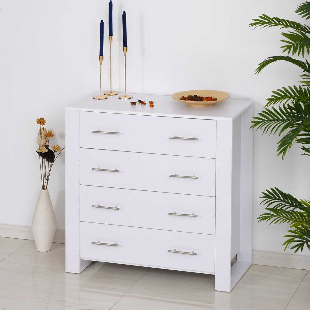 Particle Board 4-Drawer Bedroom Cabinet White - Inspirely