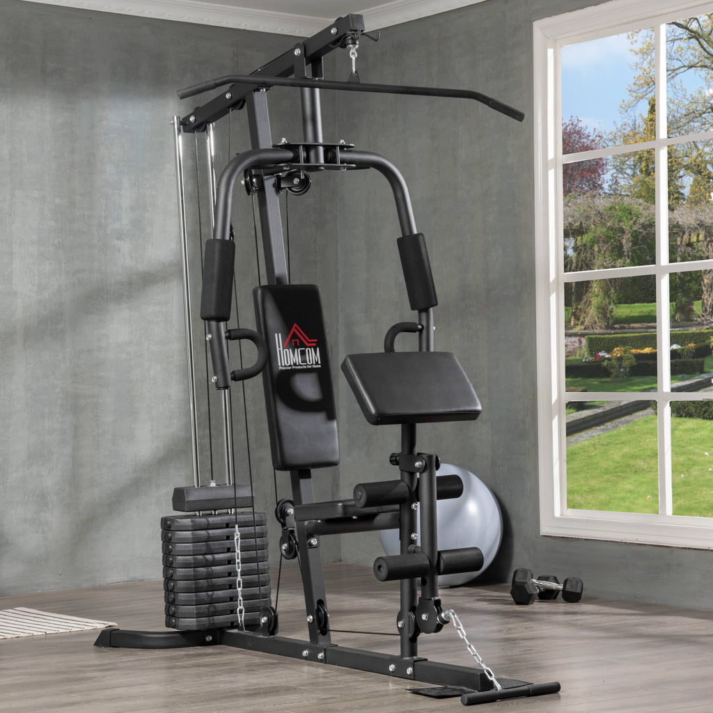 HOMCOM Multi-Exercise Gym Station, with 45kg Weight Stack, for Full Body Workout