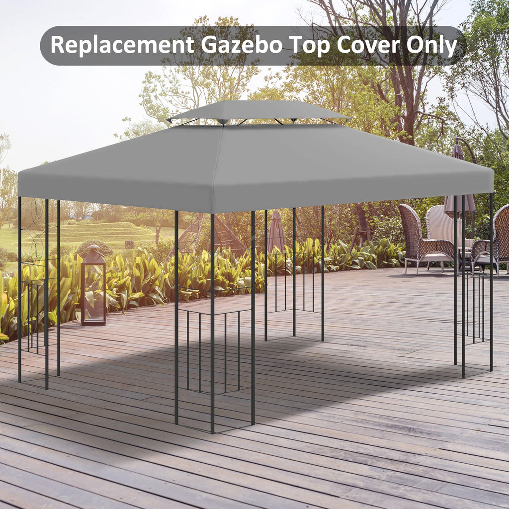 Outsunny 3x4m Gazebo Replacement Roof Canopy 2 Tier Top UV Cover Garden Patio Outdoor Sun Awning Shelters Light Grey (TOP ONLY) - Inspirely