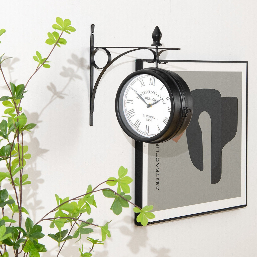 Vintage Wall-Mounted Double-Sided Wall Clock for Indoor and Outdoor