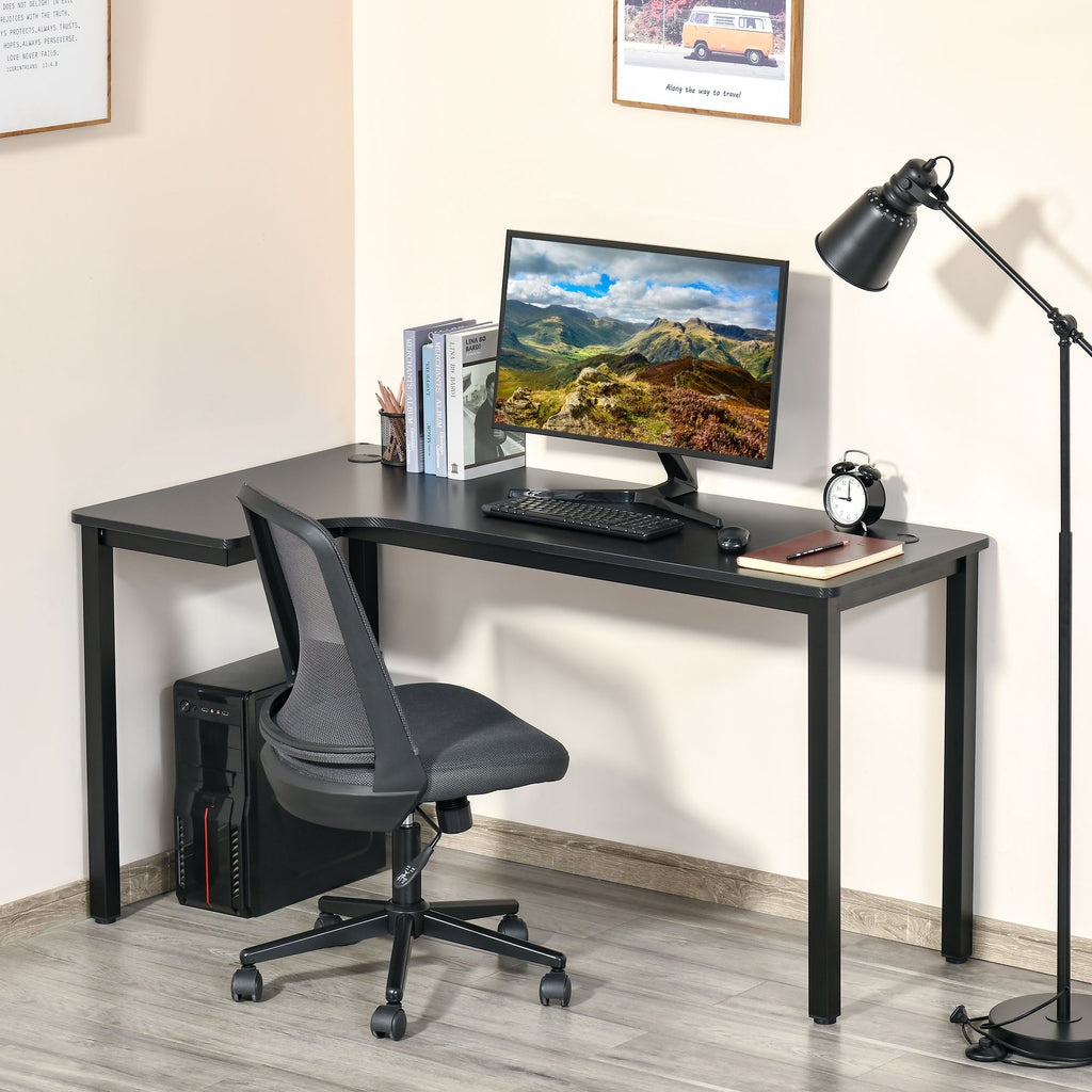 L-Shaped Corner Desk Wood Large PC Gaming Desk 145 x 81 x 76cm Black 836-481 - Inspirely