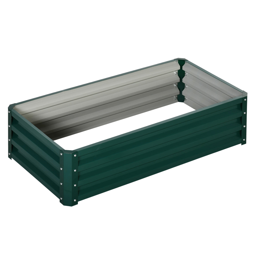 Outsunny Raised Beds for Garden Galvanized Outdoor Planters for Herbs and Vegetables Use for Patio Backyard Balcony Green