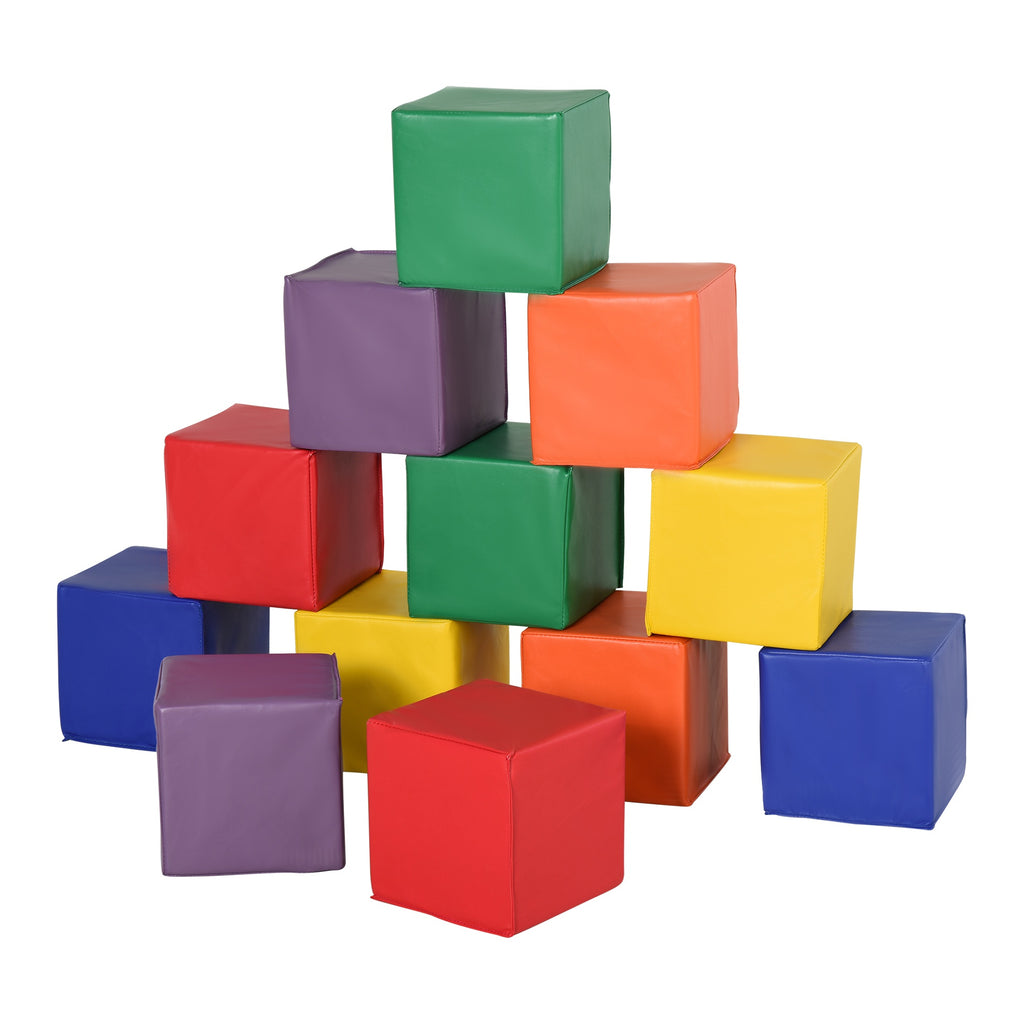 HOMCOM Kids 12-Piece PU Soft Stacking Blocks Multi-Colour