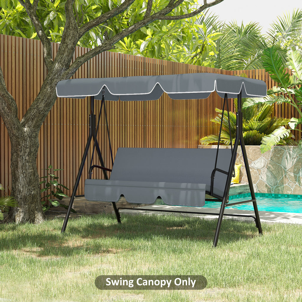 Outsunny Garden Swing Canopy Replacement 2 Seater with Tubular Framework, Swing Seat Replacement Cover, UV50+ Sun Shade (Canopy Only), Dark Grey