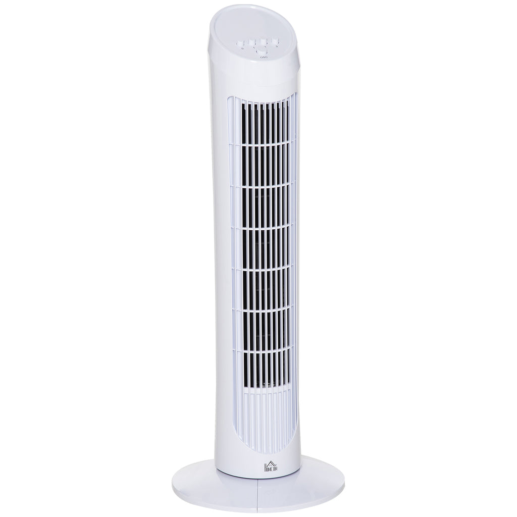 HOMCOM 30" Oscillating Tower Fan 3 Speed Mode Ultra Slim Indoor Air Refresher Cooling Machine Noise Reduction - White - Inspirely